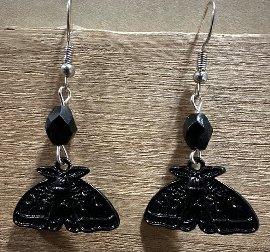 Spooky Black Moth Earings