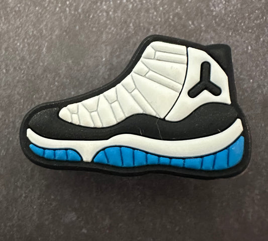 Basketball shoe white, black, blue shoe charm
