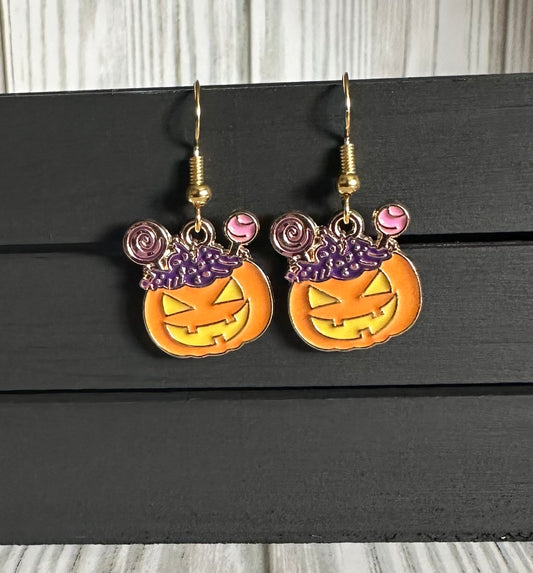 Jack-O-Lantern candy charm Earrings