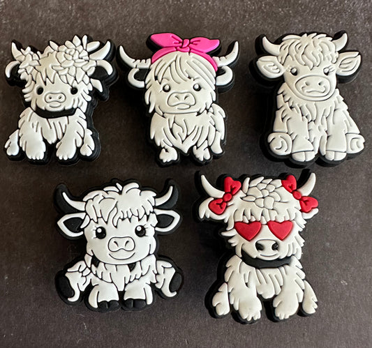 White Cow Shoe charm set