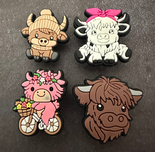 Highland Cow shoe charm set