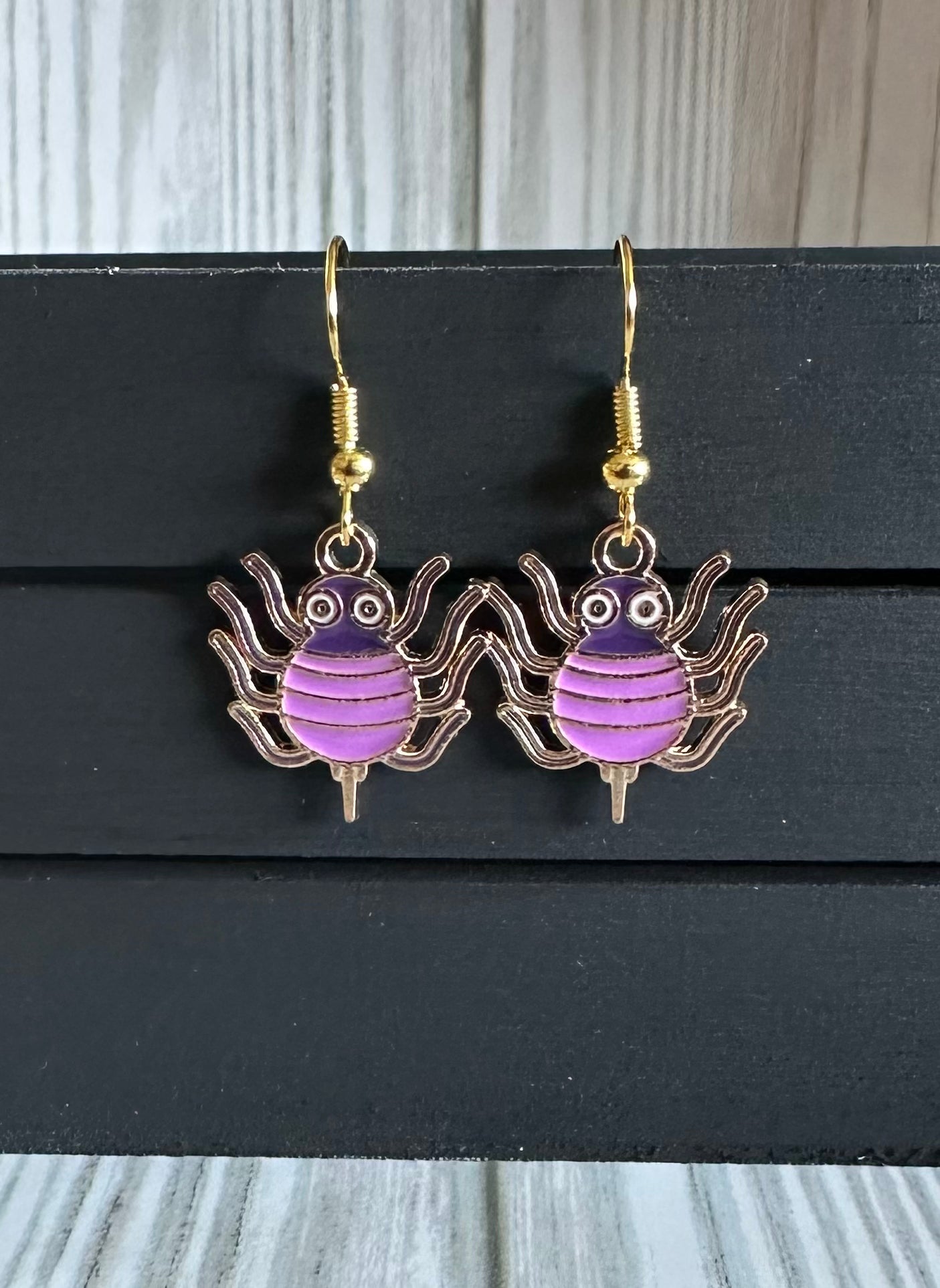 Purple Spider Earrings