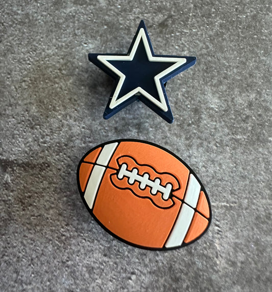 Cowboys star football shoe charm set