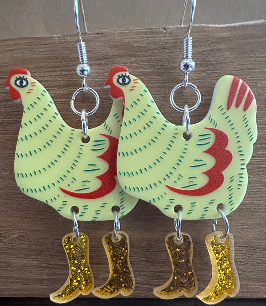 Chickens in boots Earrings