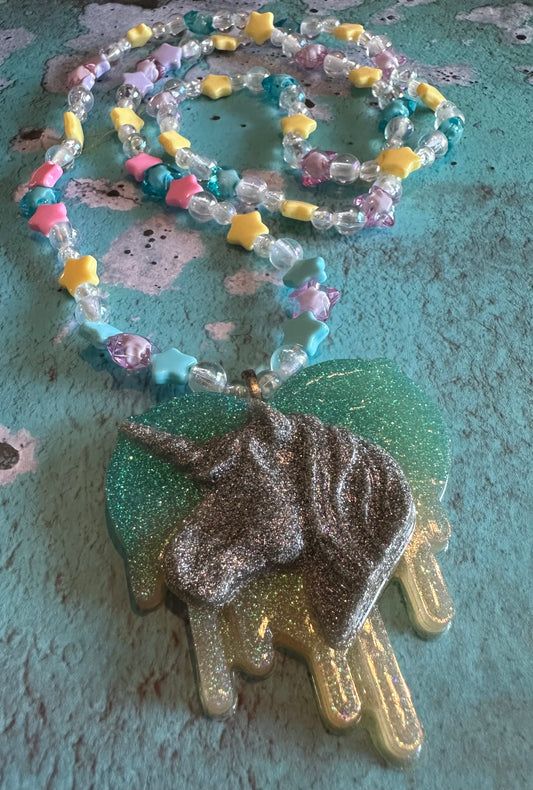 Unicorn Resin Pendant Necklace