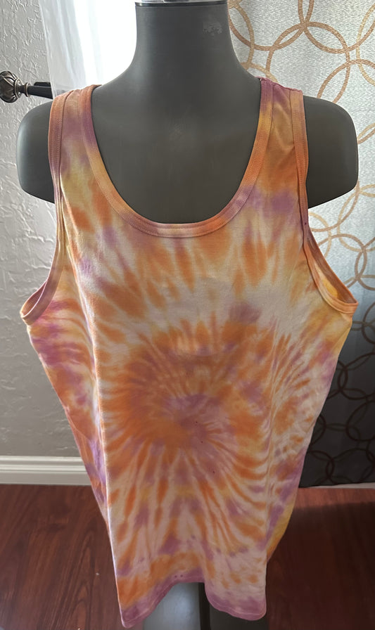 Orange Dream Spiral Tie-Dye Tank top