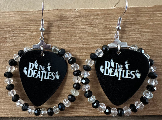 The Beatles Beaded Guitar Pick Earrings