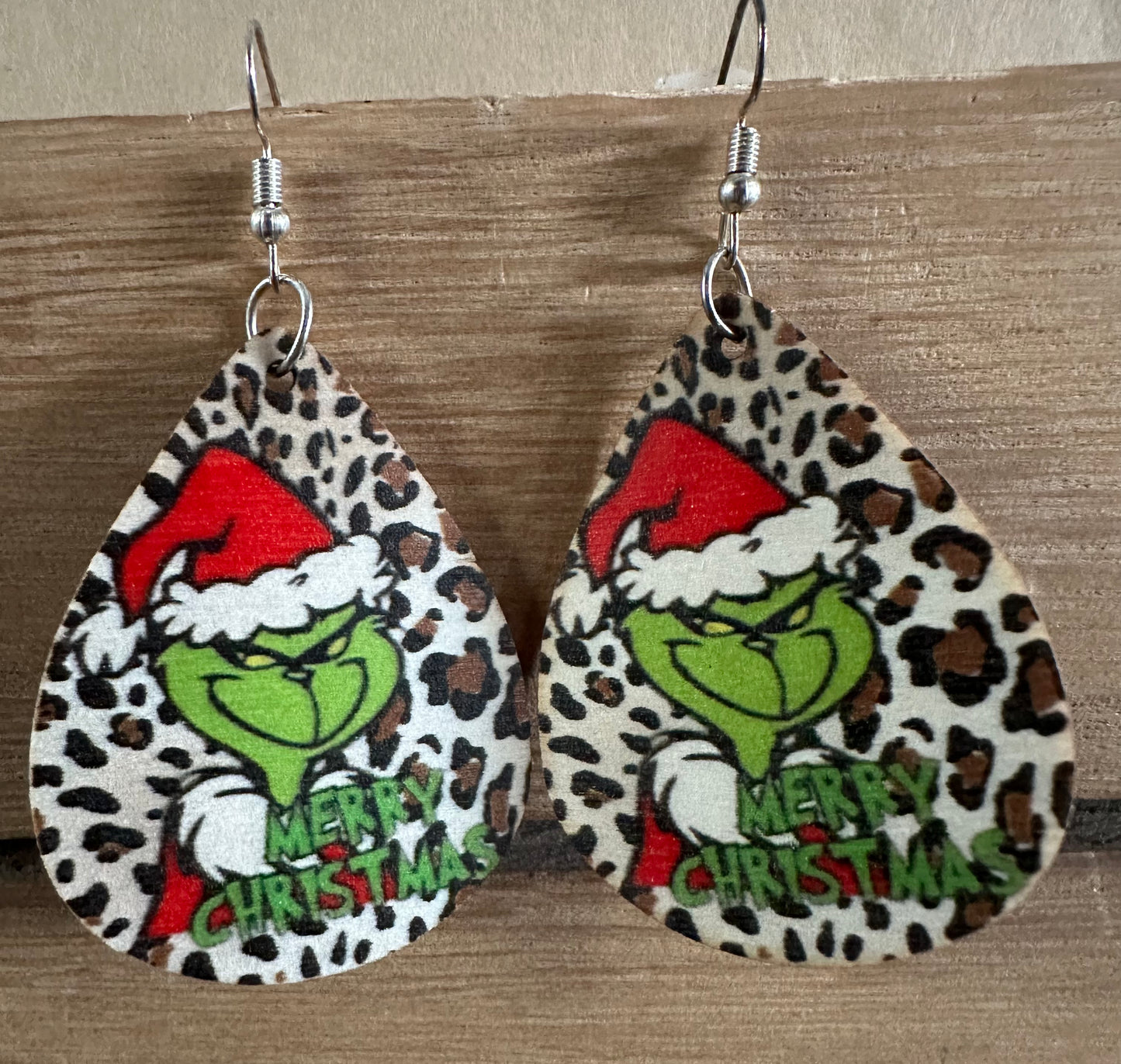 Merry Christmas Leopard Earrings