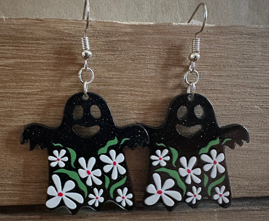 Spooky Floral Ghost Earrings