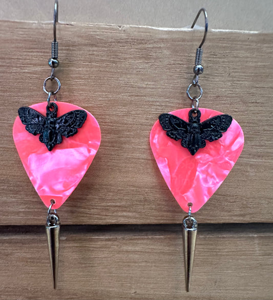 Moth color Guitar Pick Earrings