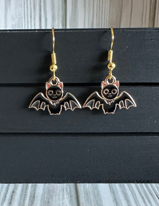 Bat charm earrings