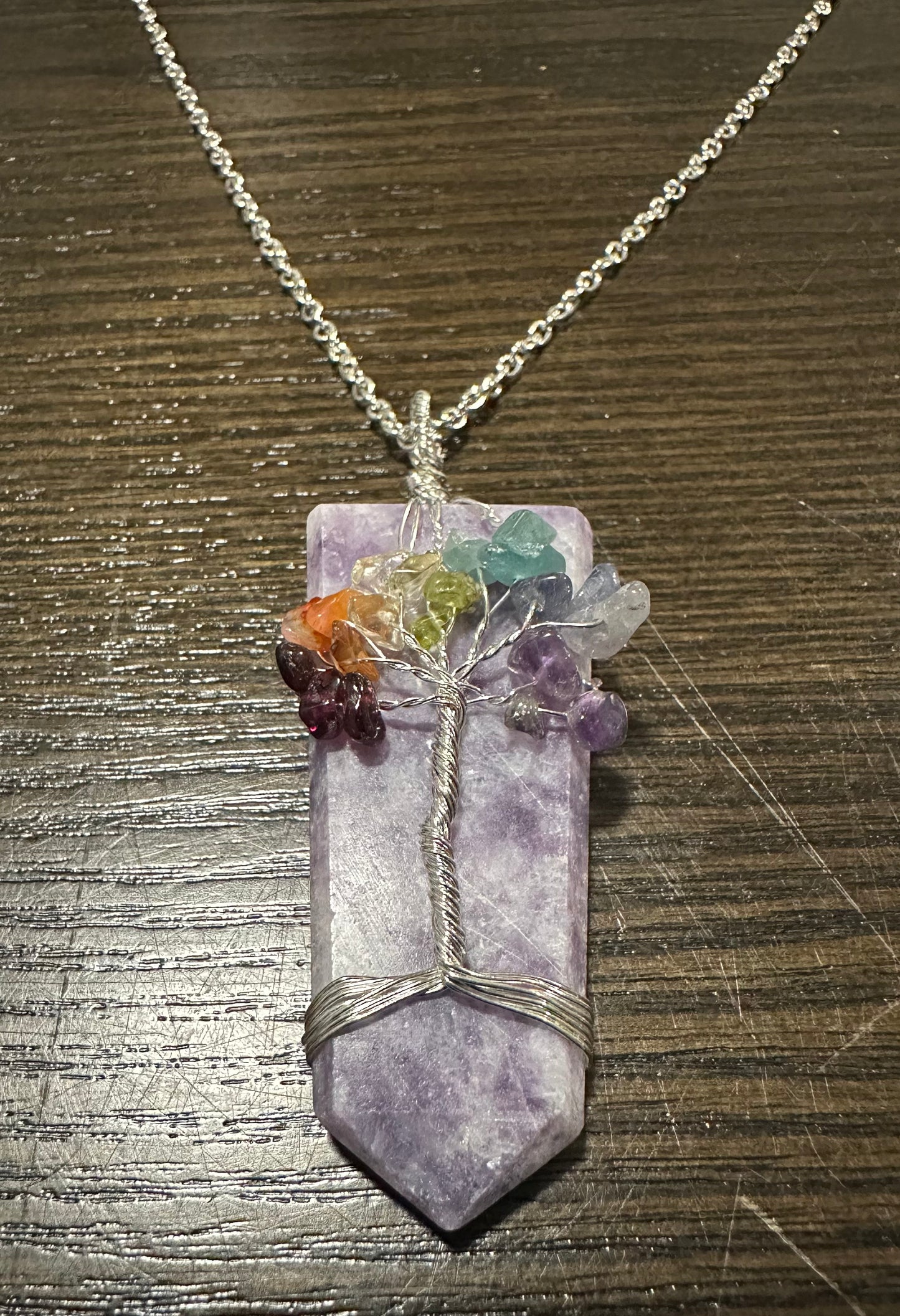 Wire wrap Amethyst Tree of life Pendant Necklace