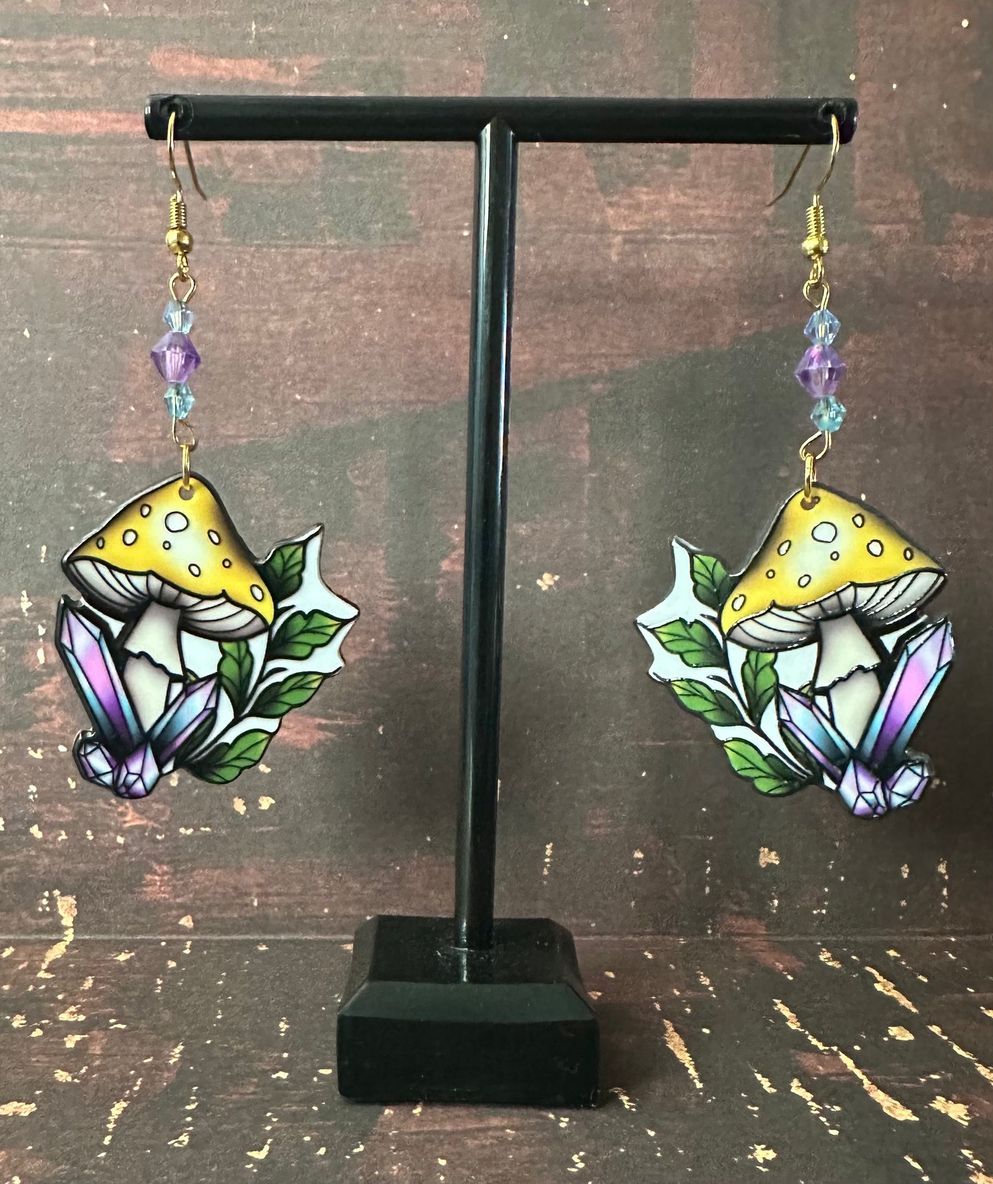 Mystical Mushroom Crystal Earrings