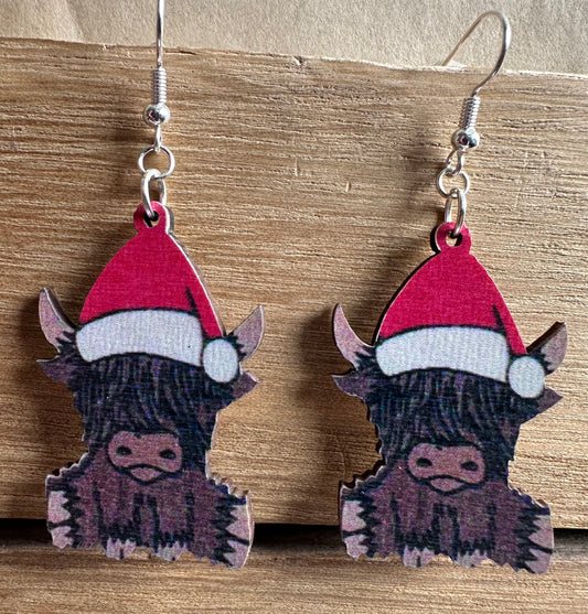 Highland Christmas Cows Earrings