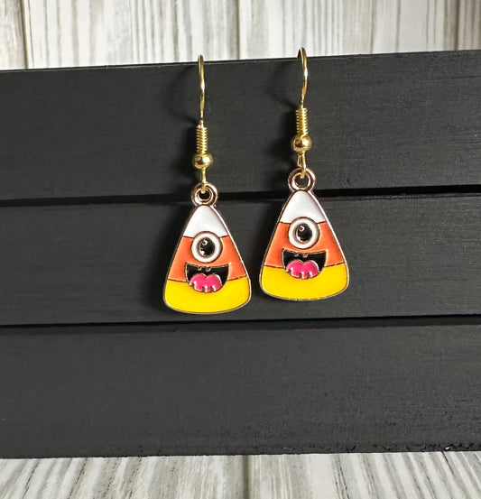 Candy Corn Monster Charm Earrings