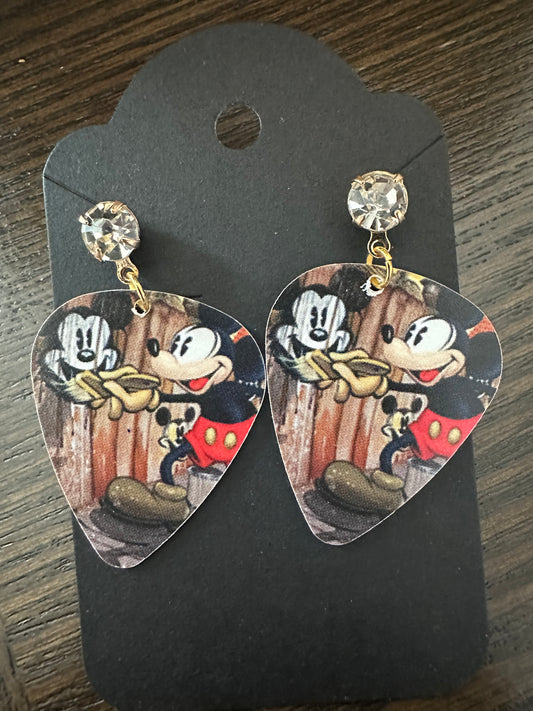 M Mouse Guitar Pick stud Earrings