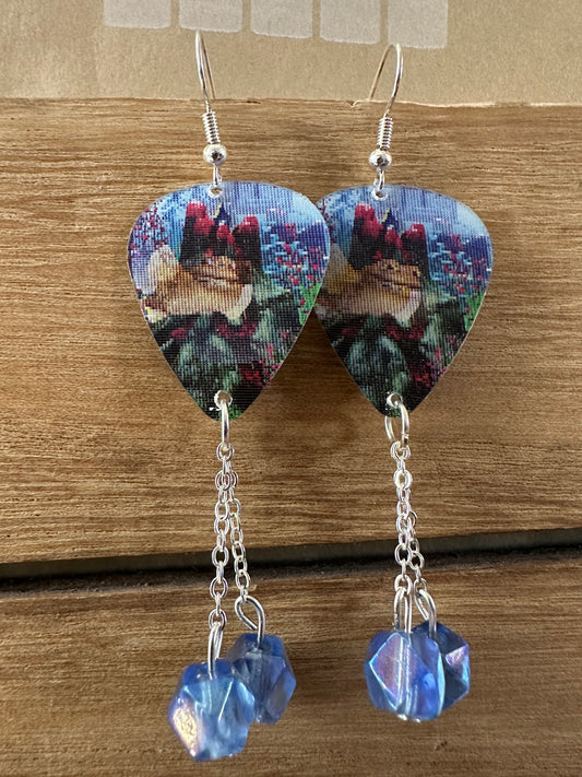 Pufferfish Motion Guitar Pick Earrings