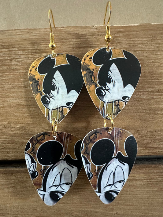 M Mouse Double Guitar pick Earrings