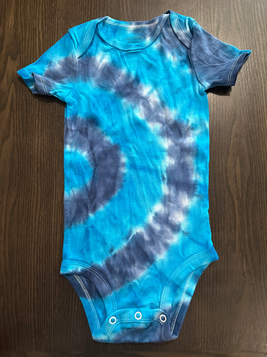 Blue spiral Tie-Dye Baby onesie