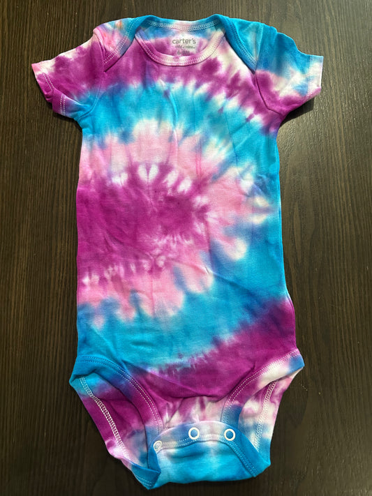 Purple flower tie-dye onesie