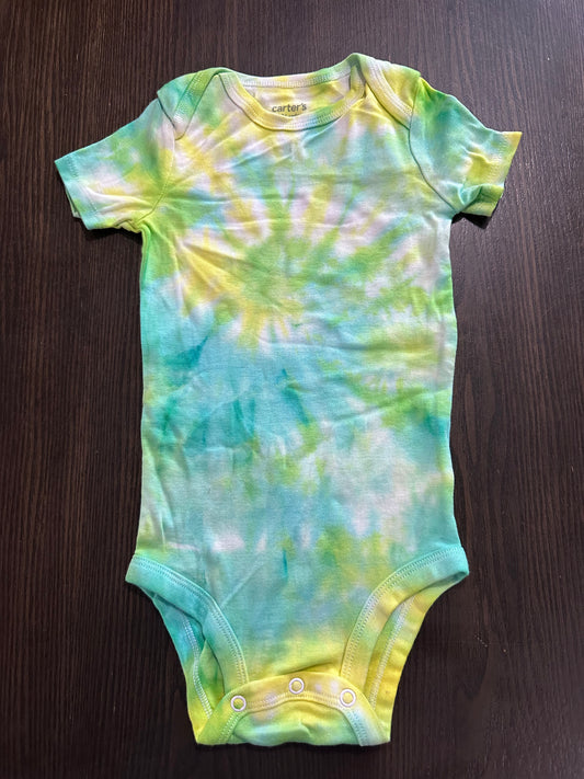 Green & blue spiral baby onesie