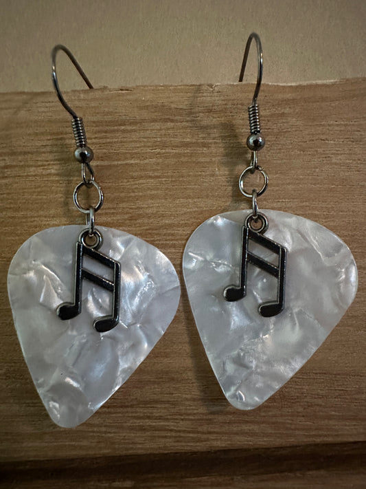 Music note Guitar pick earrings