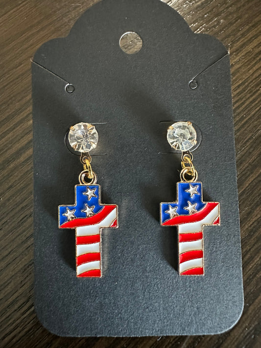 Americana Cross Stud/dangle Earrings