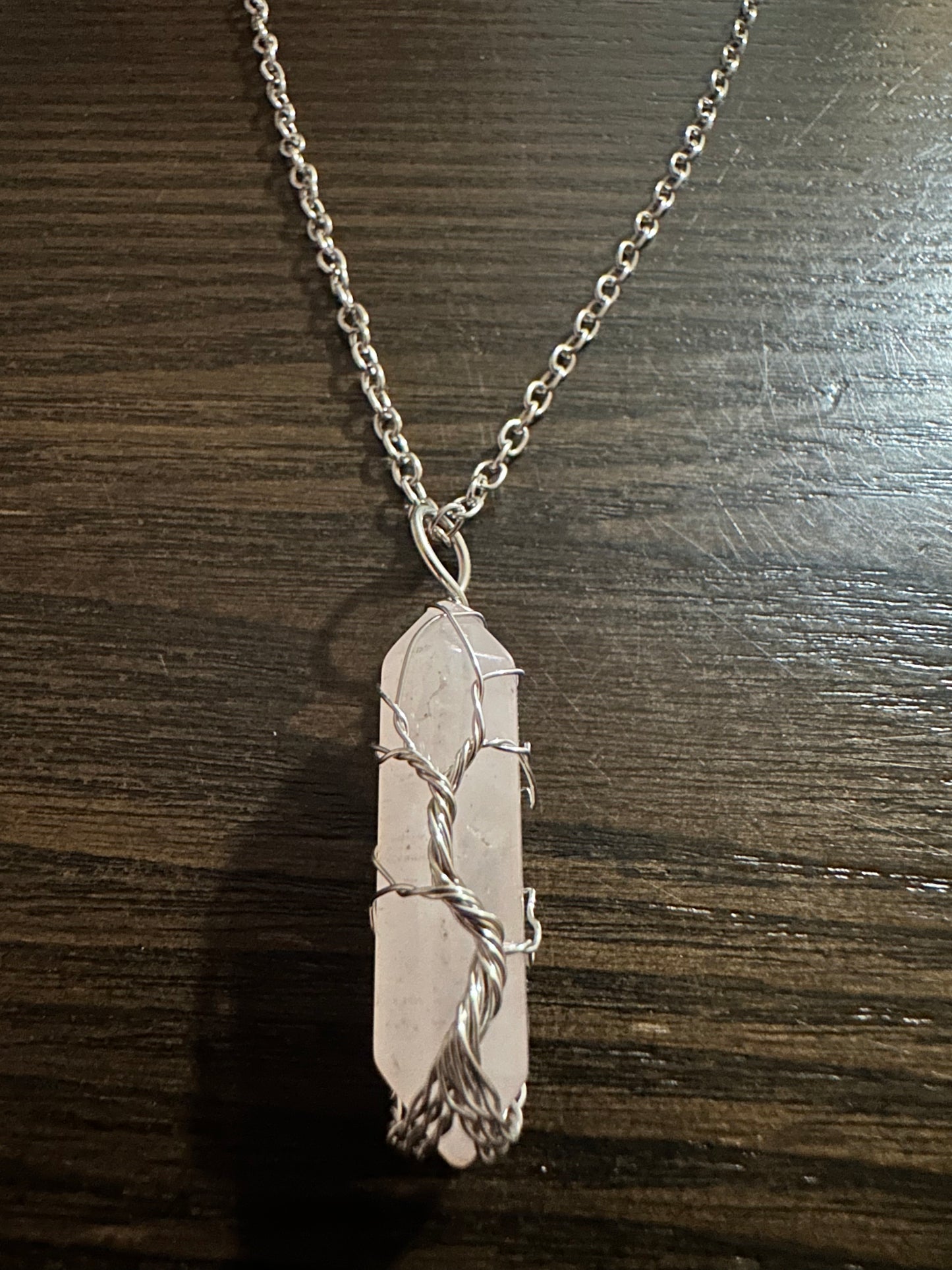 Rose Quartz wire wrapped necklace