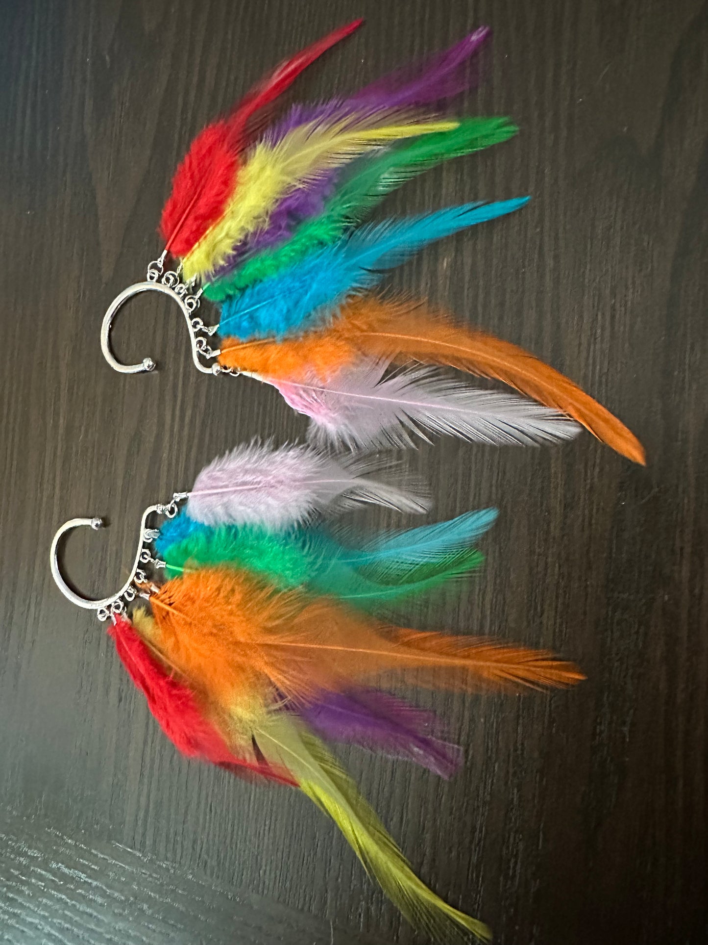 Rainbow Feather Ear cuffs