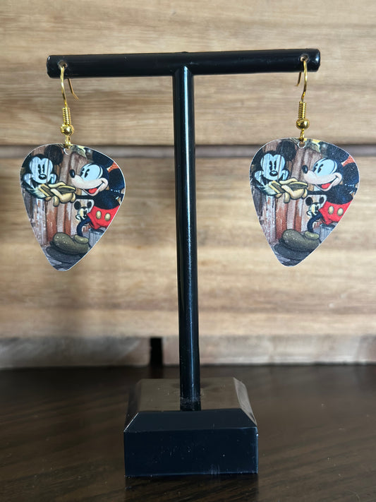 M Mouse Guitar Pick Earrings