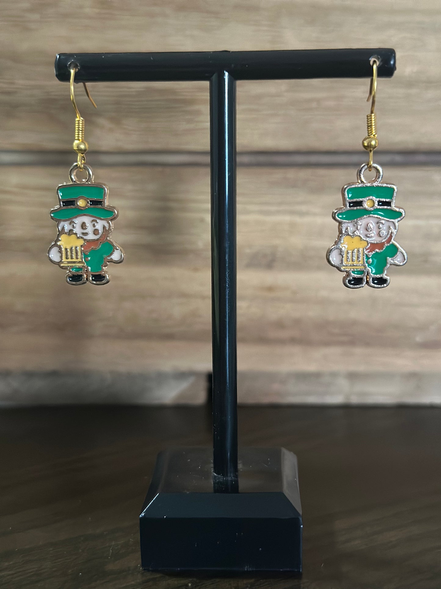 Beer drinking Leprechaun charm Earrings