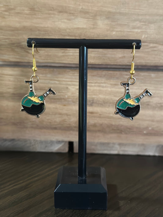 Pot o gold leprechaun charm Earrings