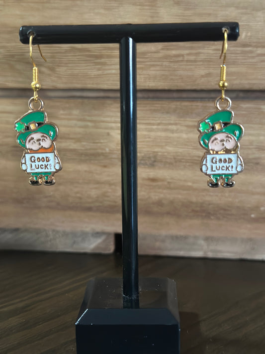 Good Luck leprechaun Charm Earrings