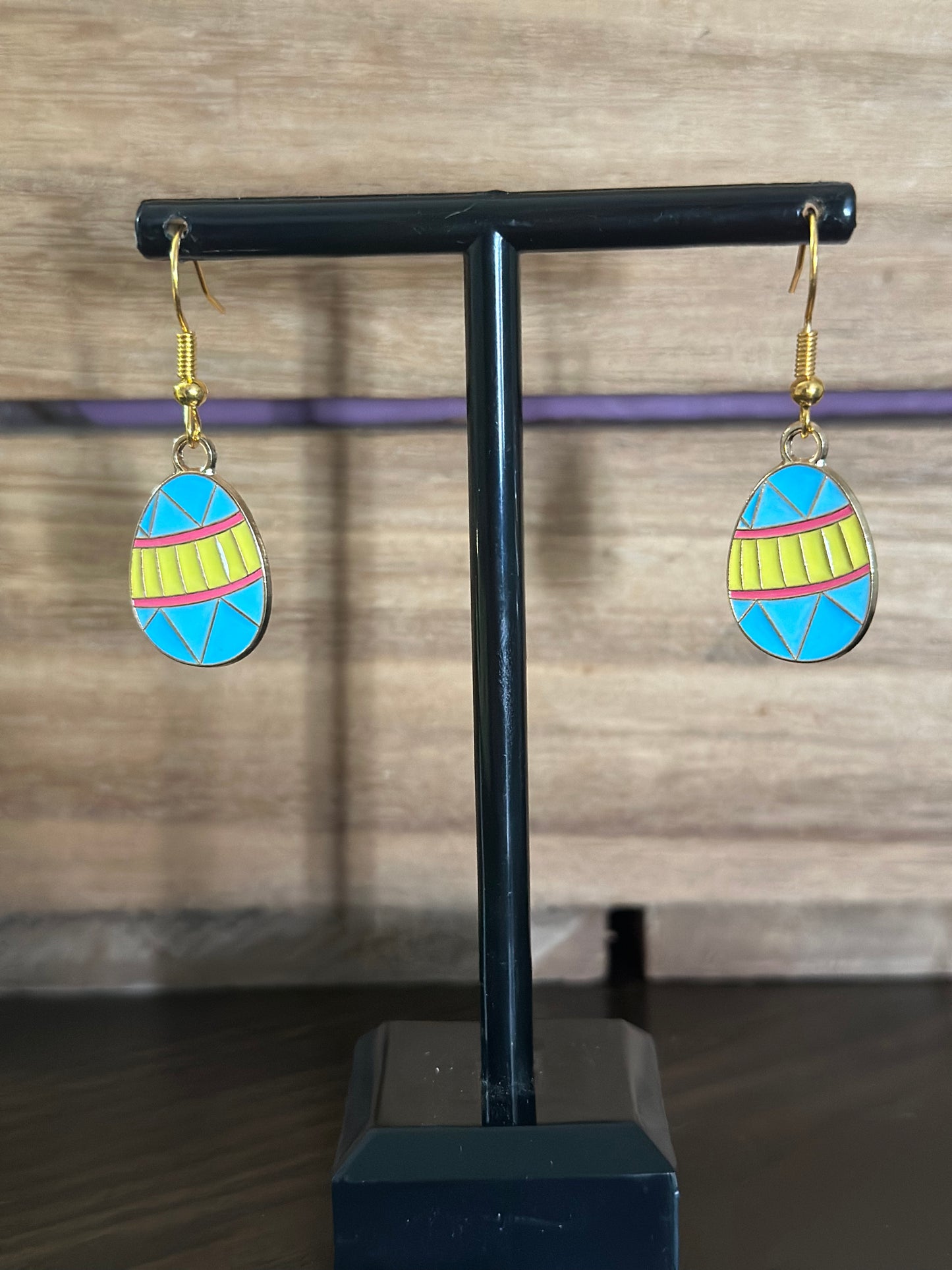 Blue Easter Egg Charm Earrings