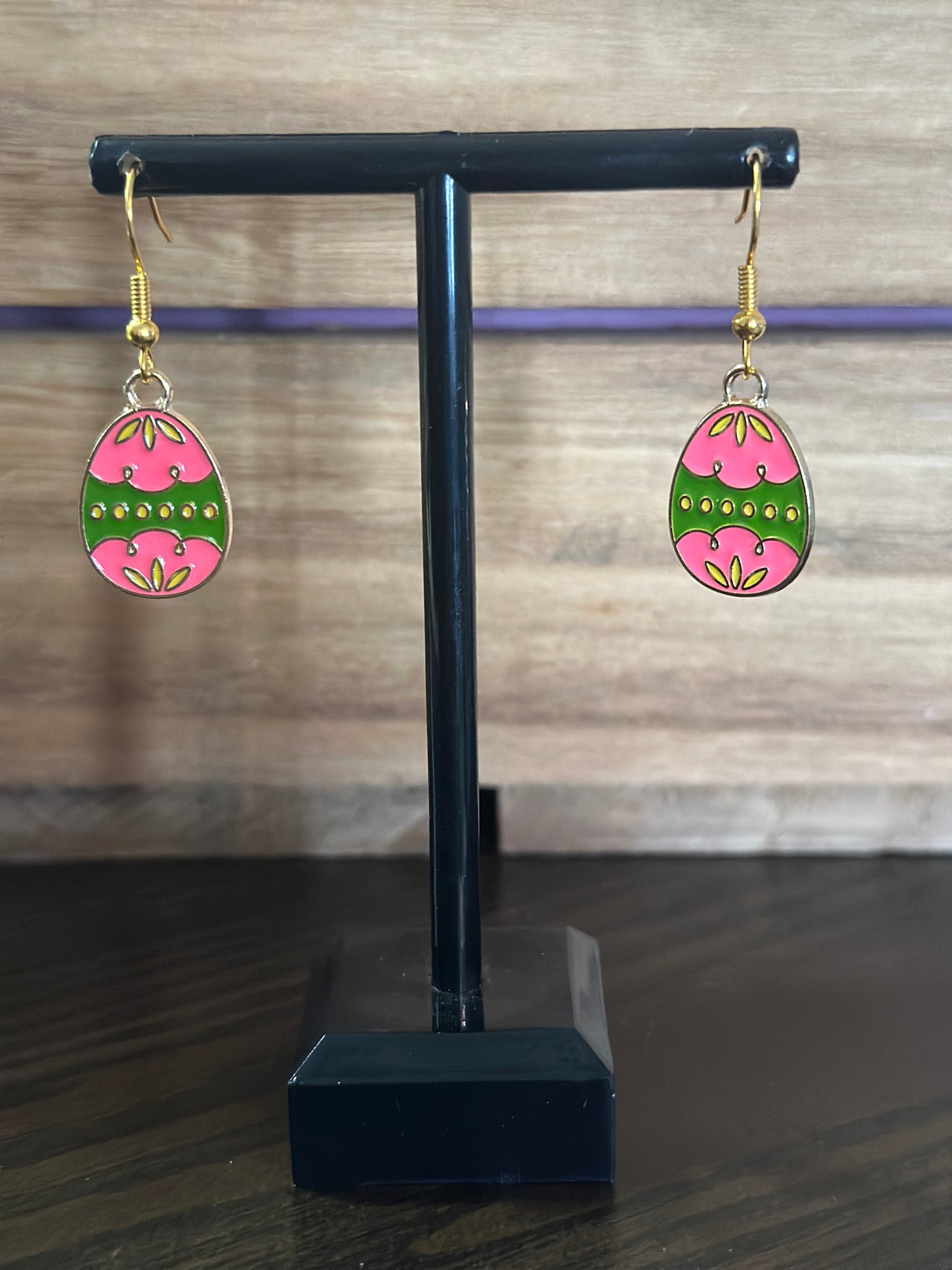 Pink Easter Egg Charm Earrings