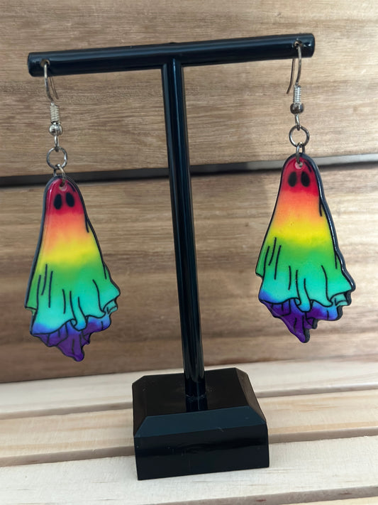 Spooky Rainbow Ghost Earrings