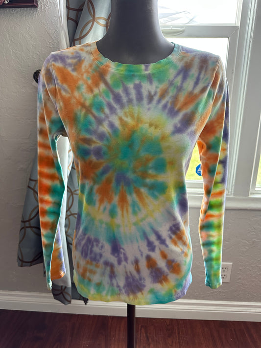 Harmonious Smiling Vibration Long Sleeve Tie-Dye tee