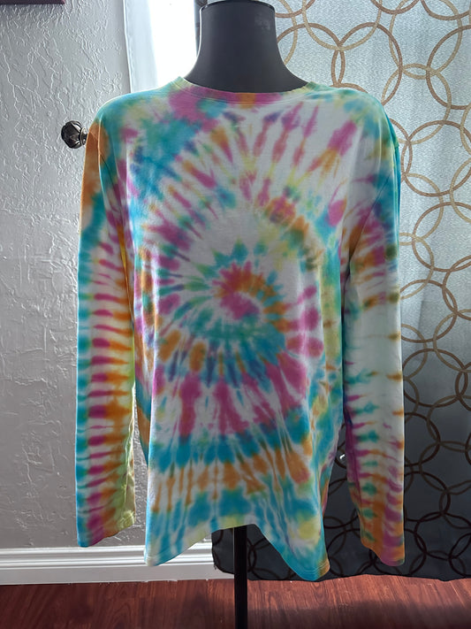 Tye-Dyed Shining Rainbow Spiral Long sleeve Tee