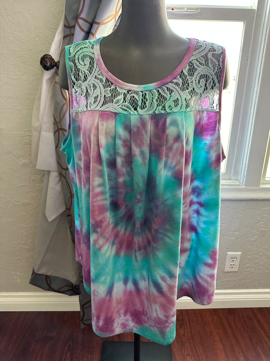 Harmony Lace Spiral Tie-Dye Tank