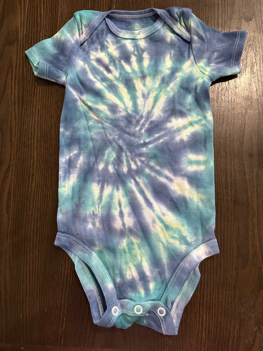 Blue Hippie Spiral Tie-Dye Baby onesie