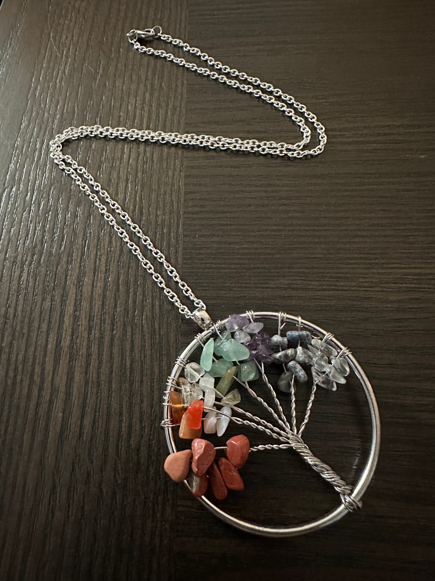 Crystal Chakra Tree of life Necklace