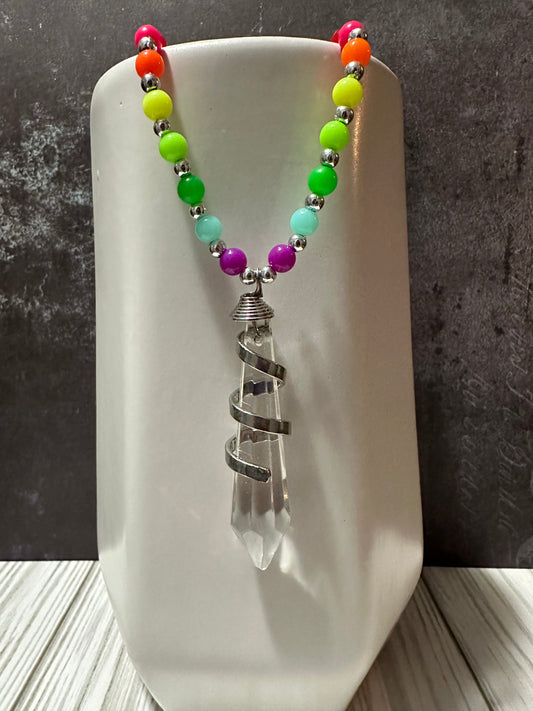 Beaded Clear Crystal Necklace