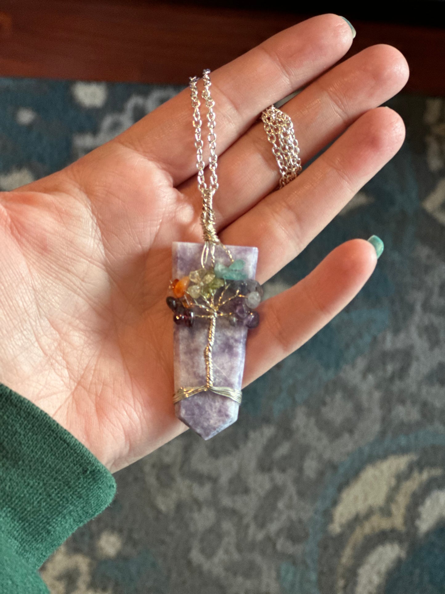 Wire wrap Amethyst Tree of life Pendant Necklace