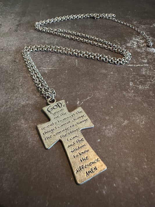 Serenity Prayer Cross Necklace